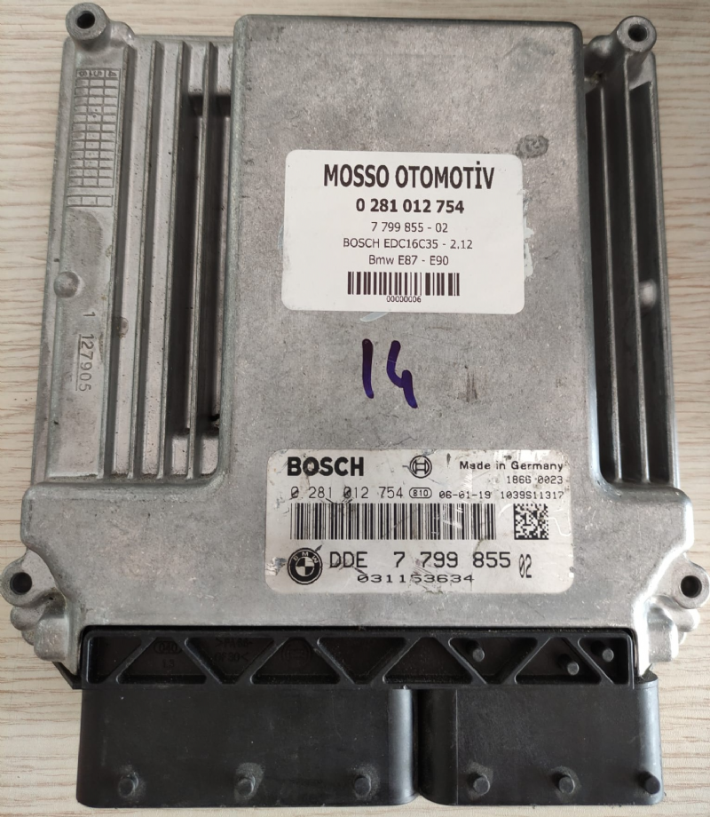 0281012754 BMW E83 E90 2.0D MOTOR BEYNİ EDC16C35 DDE7799855 - 0 281 012 754