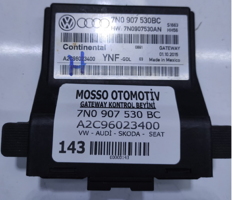 7N0907530BC - A2C96023400 - VW AUDİ SKODA SEAT GATEWAY KONTROL BEYNİ - 7N0 907 530 BC - A2C96023400