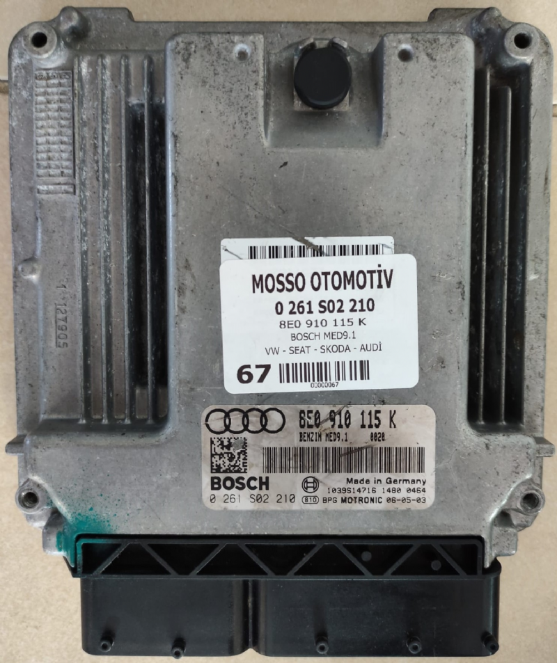 0261S02210 - 8E0910115K AUDİ. A3 MOTOR BEYNİ MED9.1 - 0 261 S02 210 - 8E0 910 115 K 
