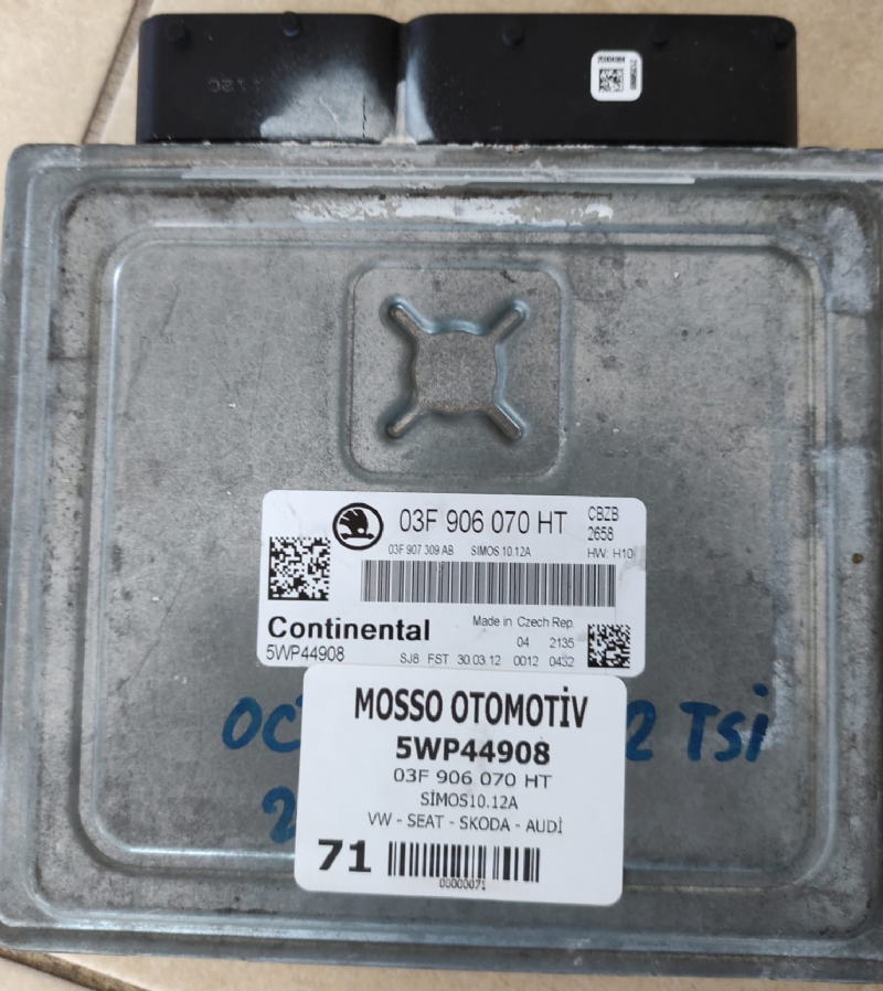 03F906070HT - 5WP44908 SKODA MOTOR BEYNİ SIMOS 10.12A  - 03F 906 070 HT - 5WP44908